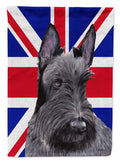 Scottish Terrier with English Union Jack British Flag House Flag 28x40 Porch Sleeve Pole Decorative Outside Yard Banner Artwork Wall Hanging, Polyester