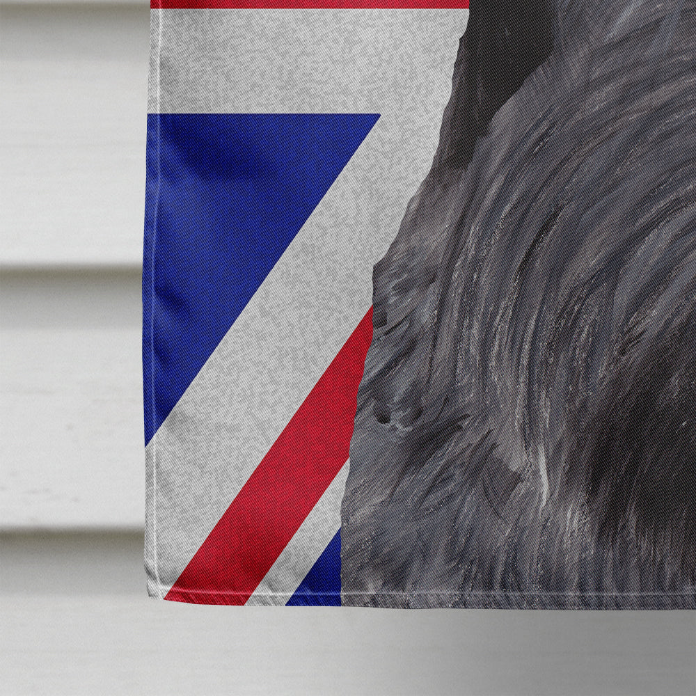 Scottish Terrier with English Union Jack British Flag House Flag 28x40 Porch Sleeve Pole Decorative Outside Yard Banner Artwork Wall Hanging, Polyester