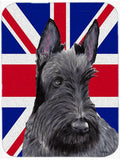 Scottish Terrier with English Union Jack British Flag Cutting Board Tempered Glass Kitchen Cutting Surface, Heat Resistant Chopping, Non-Slip Feet, Food Prep & Serving