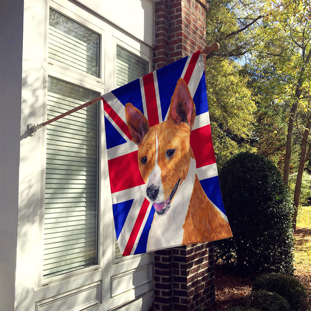 Basenji with English Union Jack British Flag House Flag 28x40 Porch Sleeve Pole Decorative Outside Yard Banner Artwork Wall Hanging, Polyester