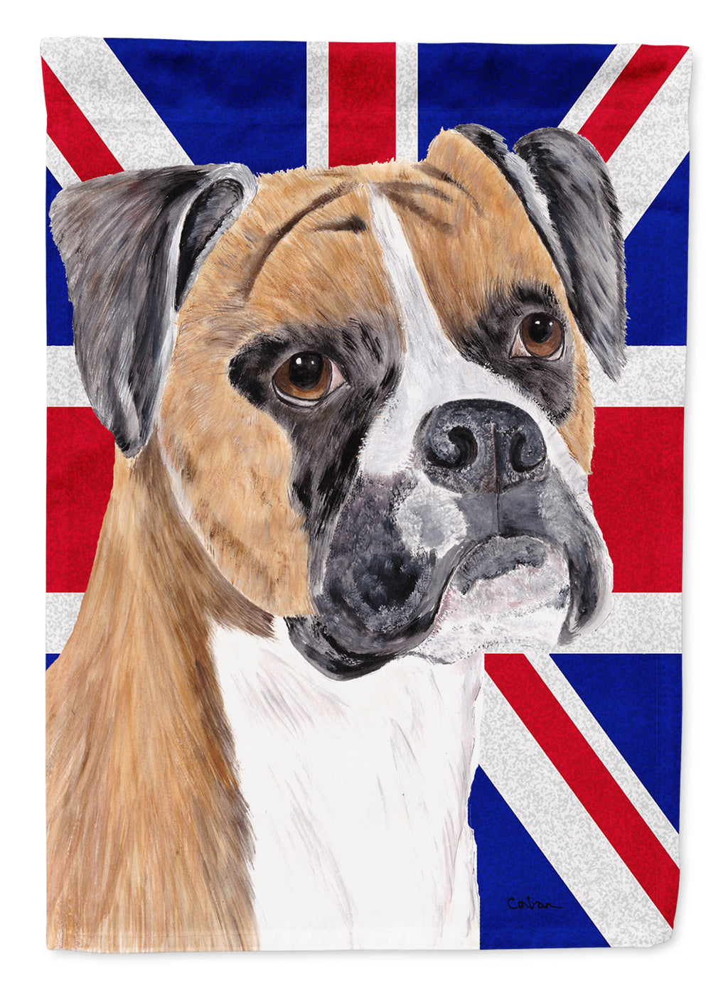Boxer with English Union Jack British Flag House Flag 28x40 Porch Sleeve Pole Decorative Outside Yard Banner Artwork Wall Hanging, Polyester