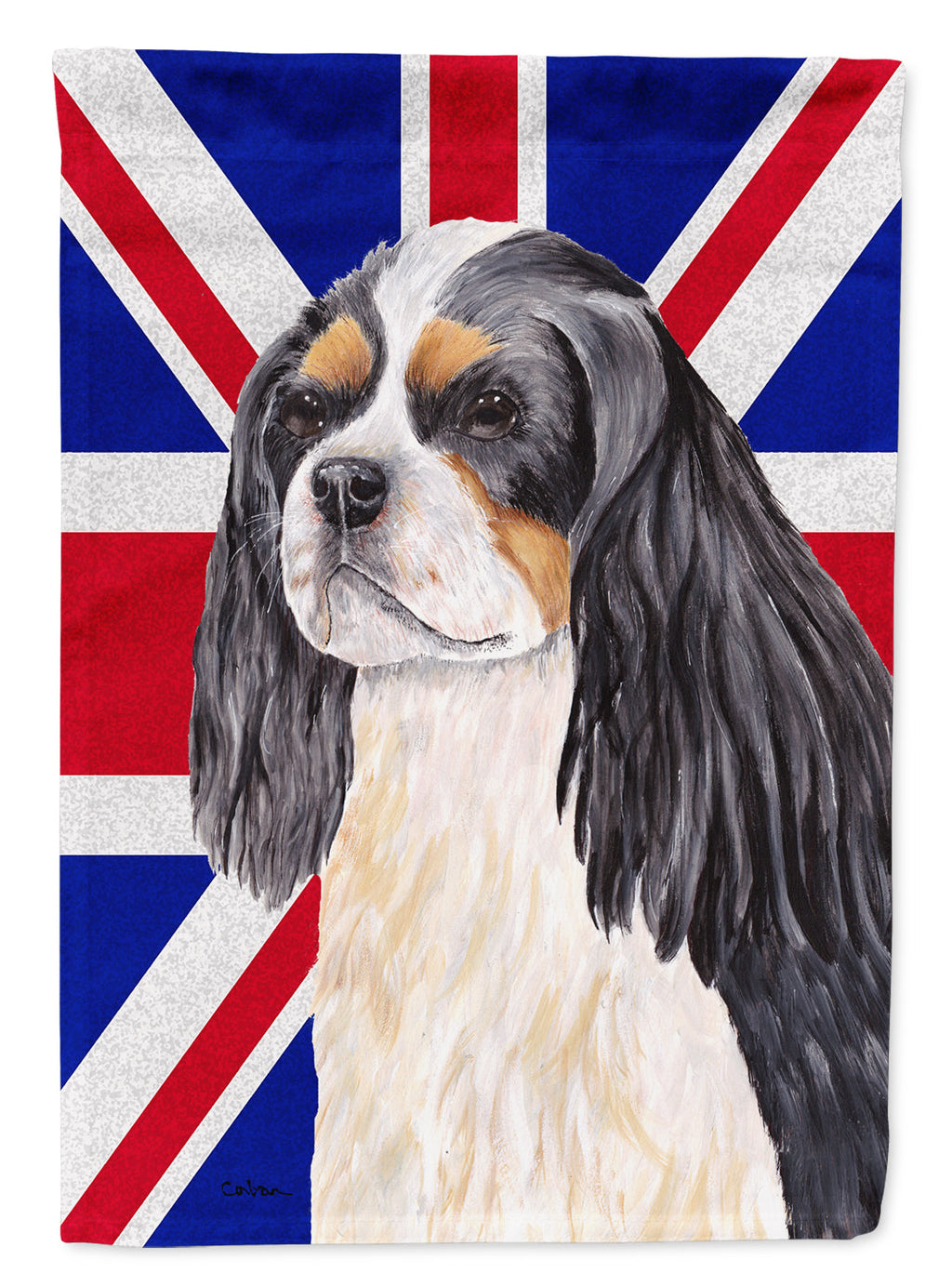 Cavalier Spaniel with English Union Jack British Flag House Flag 28x40 Porch Sleeve Pole Decorative Outside Yard Banner Artwork Wall Hanging, Polyester