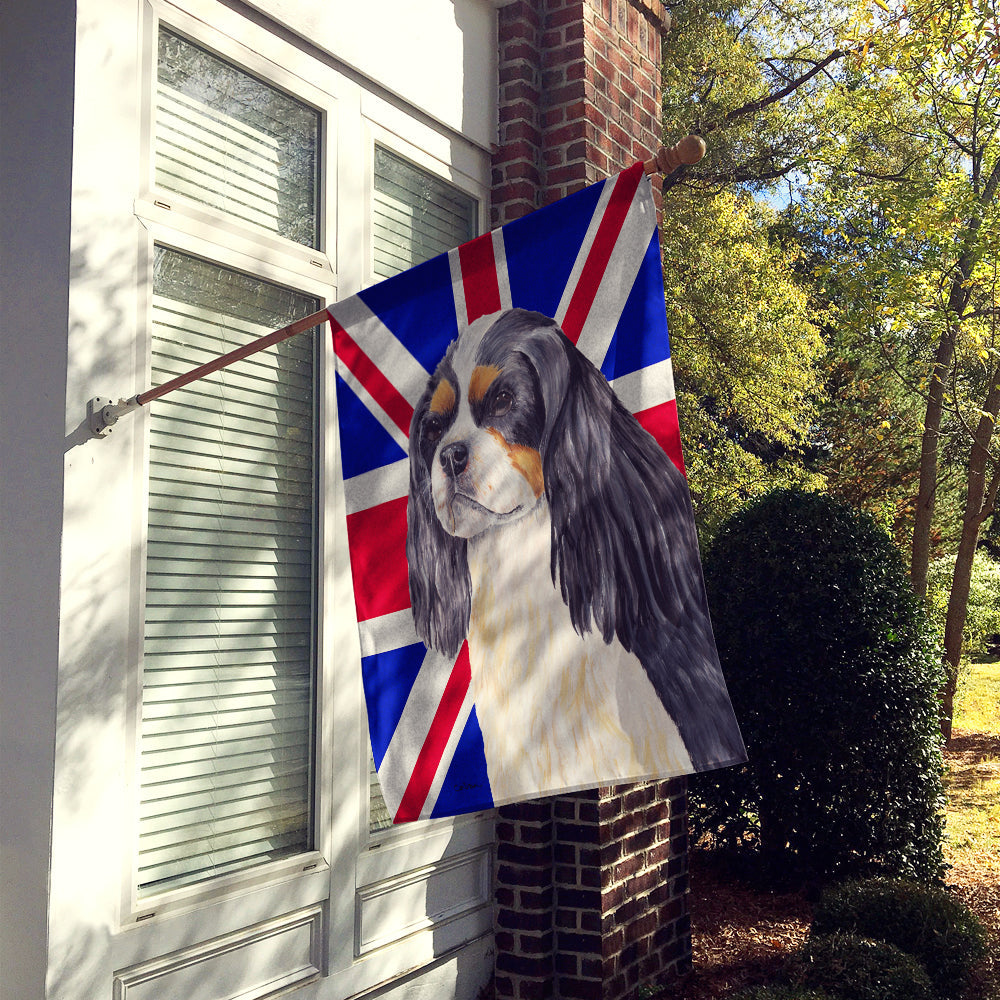 Cavalier Spaniel with English Union Jack British Flag House Flag 28x40 Porch Sleeve Pole Decorative Outside Yard Banner Artwork Wall Hanging, Polyester
