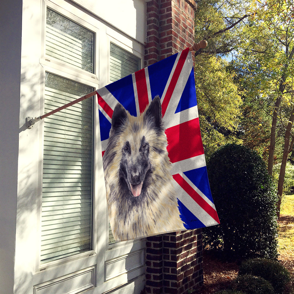 Belgian Tervuren with English Union Jack British Flag House Flag 28x40 Porch Sleeve Pole Decorative Outside Yard Banner Artwork Wall Hanging, Polyester