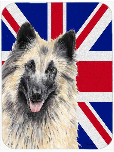 Belgian Tervuren with English Union Jack British Flag Cutting Board Tempered Glass Kitchen Cutting Surface, Heat Resistant Chopping, Non-Slip Feet, Food Prep & Serving