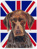 German Shorthaired Pointer with English Union Jack British Flag Cutting Board Tempered Glass Kitchen Cutting Surface, Heat Resistant Chopping, Non-Slip Feet, Food Prep & Serving
