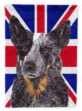 Australian Cattle Dog with English Union Jack British Flag House Flag 28x40 Porch Sleeve Pole Decorative Outside Yard Banner Artwork Wall Hanging, Polyester