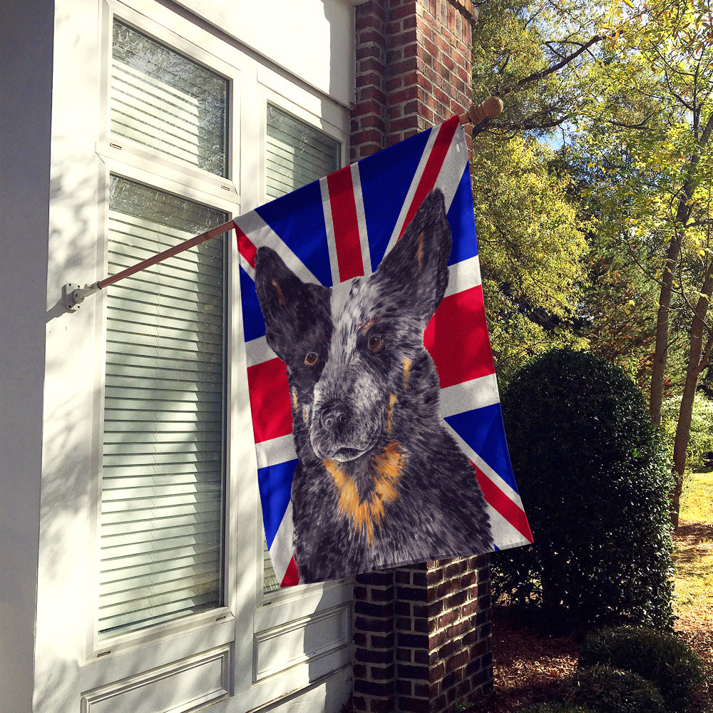 Australian Cattle Dog with English Union Jack British Flag House Flag 28x40 Porch Sleeve Pole Decorative Outside Yard Banner Artwork Wall Hanging, Polyester