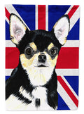 Chihuahua with English Union Jack British Flag House Flag 28x40 Porch Sleeve Pole Decorative Outside Yard Banner Artwork Wall Hanging, Polyester
