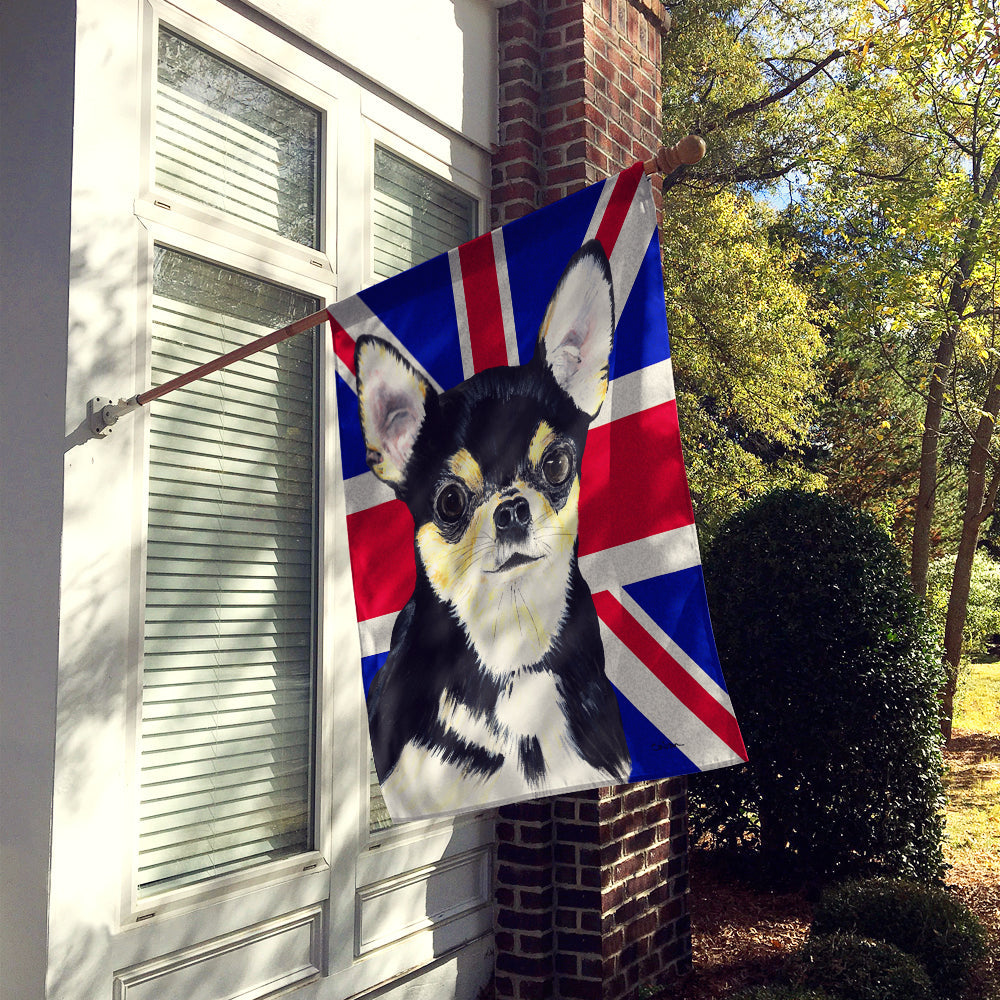 Chihuahua with English Union Jack British Flag House Flag 28x40 Porch Sleeve Pole Decorative Outside Yard Banner Artwork Wall Hanging, Polyester