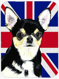 Chihuahua with English Union Jack British Flag Cutting Board Tempered Glass Kitchen Cutting Surface, Heat Resistant Chopping, Non-Slip Feet, Food Prep & Serving