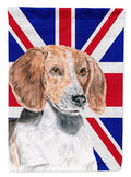English Foxhound with English Union Jack British Flag House Flag 28x40 Porch Sleeve Pole Decorative Outside Yard Banner Artwork Wall Hanging, Polyester