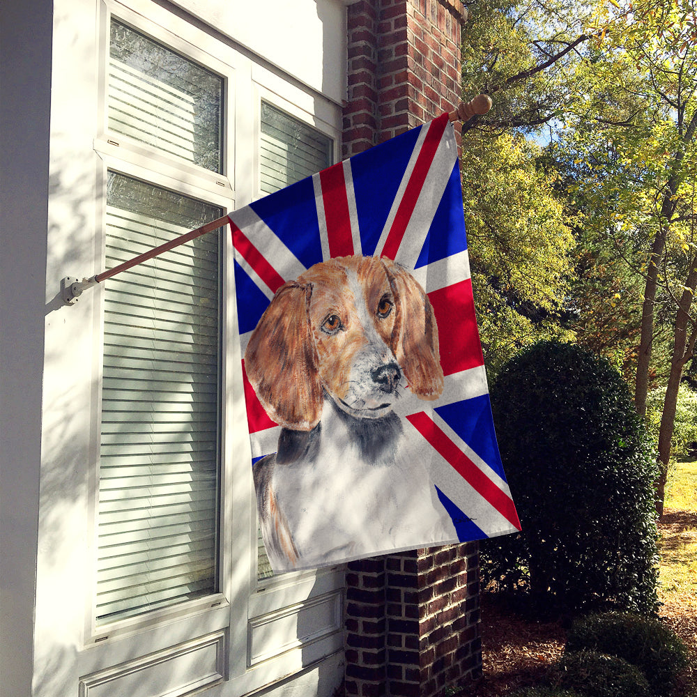 English Foxhound with English Union Jack British Flag House Flag 28x40 Porch Sleeve Pole Decorative Outside Yard Banner Artwork Wall Hanging, Polyester
