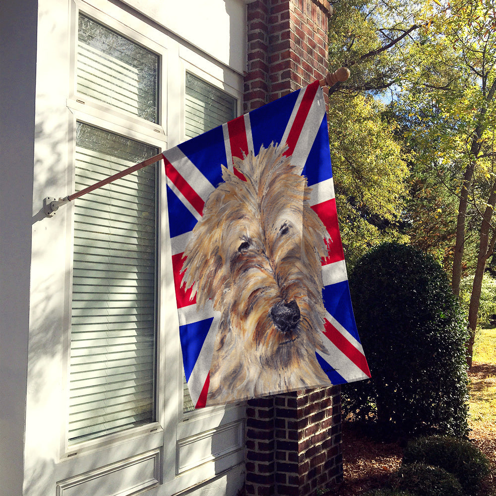 Golden Doodle with English Union Jack British Flag House Flag 28x40 Porch Sleeve Pole Decorative Outside Yard Banner Artwork Wall Hanging, Polyester