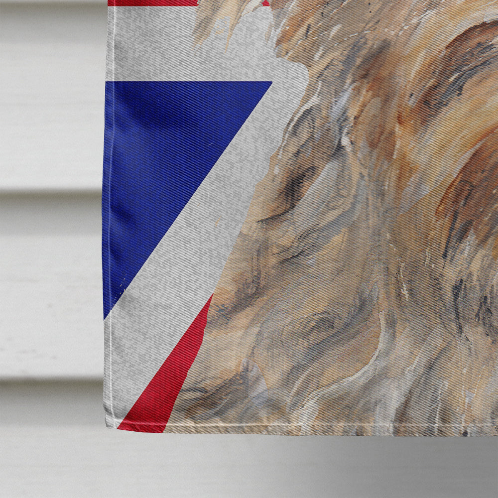 Golden Doodle with English Union Jack British Flag House Flag 28x40 Porch Sleeve Pole Decorative Outside Yard Banner Artwork Wall Hanging, Polyester