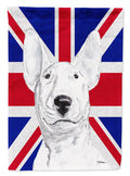 Bull Terrier with English Union Jack British Flag House Flag 28x40 Porch Sleeve Pole Decorative Outside Yard Banner Artwork Wall Hanging, Polyester