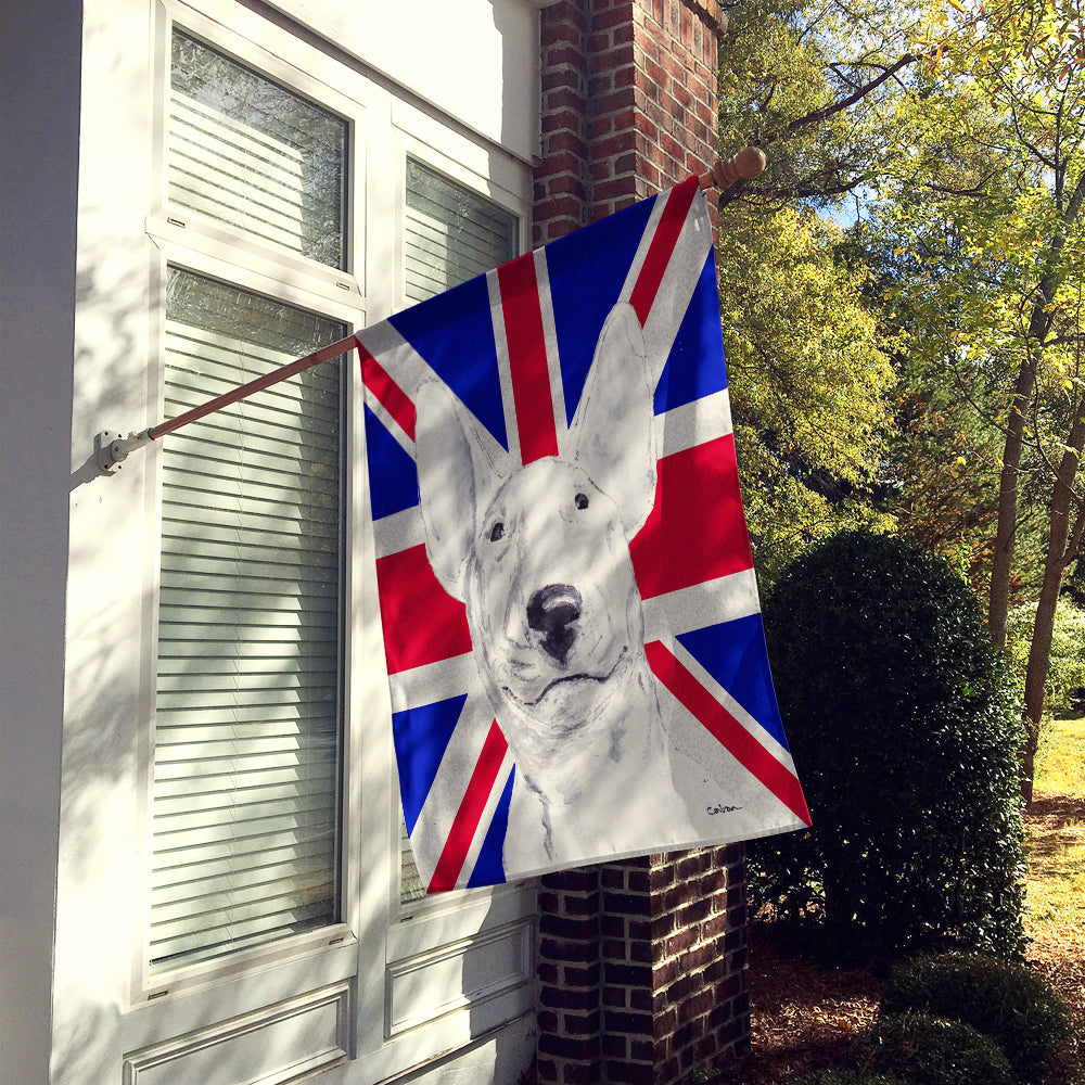Bull Terrier with English Union Jack British Flag House Flag 28x40 Porch Sleeve Pole Decorative Outside Yard Banner Artwork Wall Hanging, Polyester
