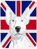 Bull Terrier with English Union Jack British Flag Cutting Board Tempered Glass Kitchen Cutting Surface, Heat Resistant Chopping, Non-Slip Feet, Food Prep & Serving