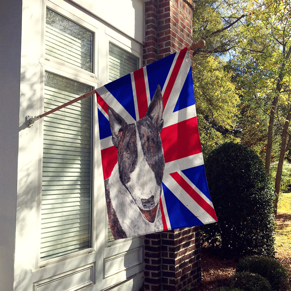 Bull Terrier with English Union Jack British Flag House Flag 28x40 Porch Sleeve Pole Decorative Outside Yard Banner Artwork Wall Hanging, Polyester
