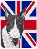 Bull Terrier with English Union Jack British Flag Cutting Board Tempered Glass Kitchen Cutting Surface, Heat Resistant Chopping, Non-Slip Feet, Food Prep & Serving