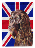 Boykin Spaniel with English Union Jack British Flag House Flag 28x40 Porch Sleeve Pole Decorative Outside Yard Banner Artwork Wall Hanging, Polyester
