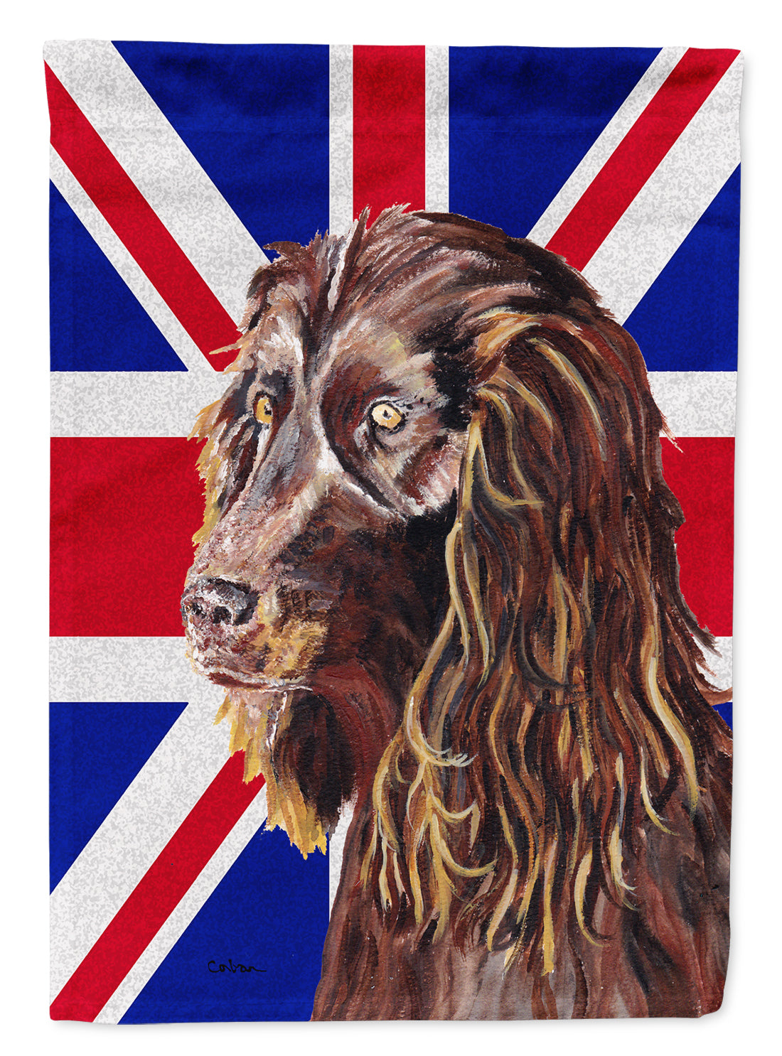 Boykin Spaniel with English Union Jack British Flag House Flag 28x40 Porch Sleeve Pole Decorative Outside Yard Banner Artwork Wall Hanging, Polyester