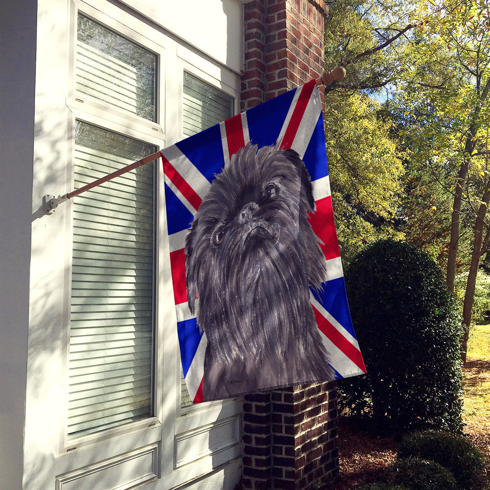 Brussels Griffon with English Union Jack British Flag House Flag 28x40 Porch Sleeve Pole Decorative Outside Yard Banner Artwork Wall Hanging, Polyester