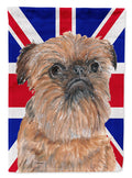 Brussels Griffon with English Union Jack British Flag House Flag 28x40 Porch Sleeve Pole Decorative Outside Yard Banner Artwork Wall Hanging, Polyester
