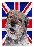Border Terrier with English Union Jack British Flag House Flag 28x40 Porch Sleeve Pole Decorative Outside Yard Banner Artwork Wall Hanging, Polyester