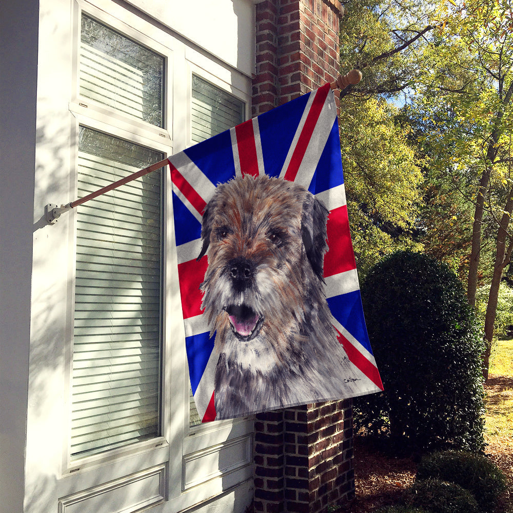 Border Terrier with English Union Jack British Flag House Flag 28x40 Porch Sleeve Pole Decorative Outside Yard Banner Artwork Wall Hanging, Polyester