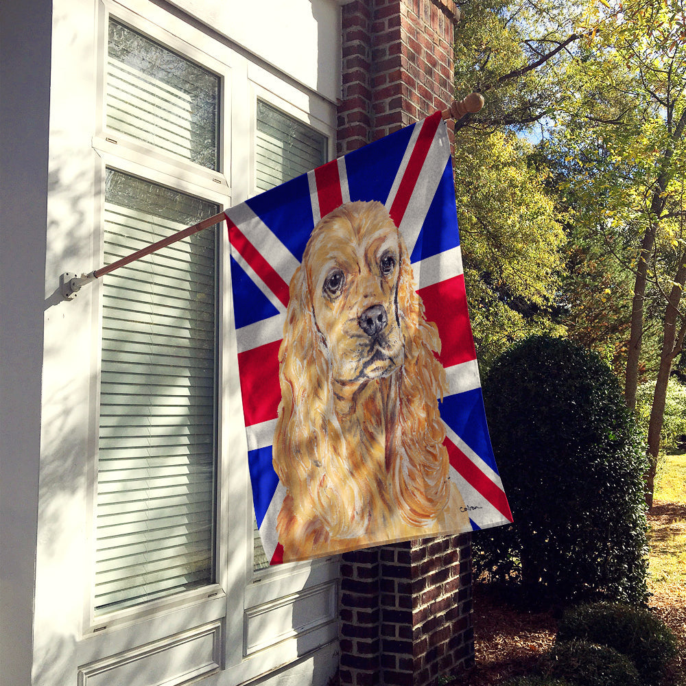 Buff Cocker Spaniel with English Union Jack British Flag House Flag 28x40 Porch Sleeve Pole Decorative Outside Yard Banner Artwork Wall Hanging, Polyester