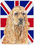 Buff Cocker Spaniel with English Union Jack British Flag Cutting Board Tempered Glass Kitchen Cutting Surface, Heat Resistant Chopping, Non-Slip Feet, Food Prep & Serving