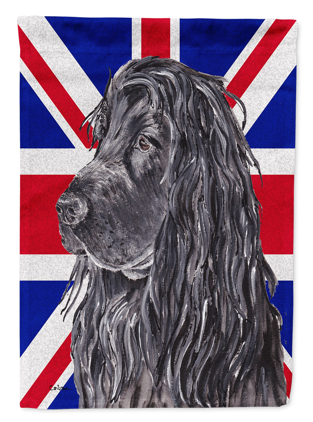 Black Cocker Spaniel with English Union Jack British Flag House Flag 28x40 Porch Sleeve Pole Decorative Outside Yard Banner Artwork Wall Hanging, Polyester