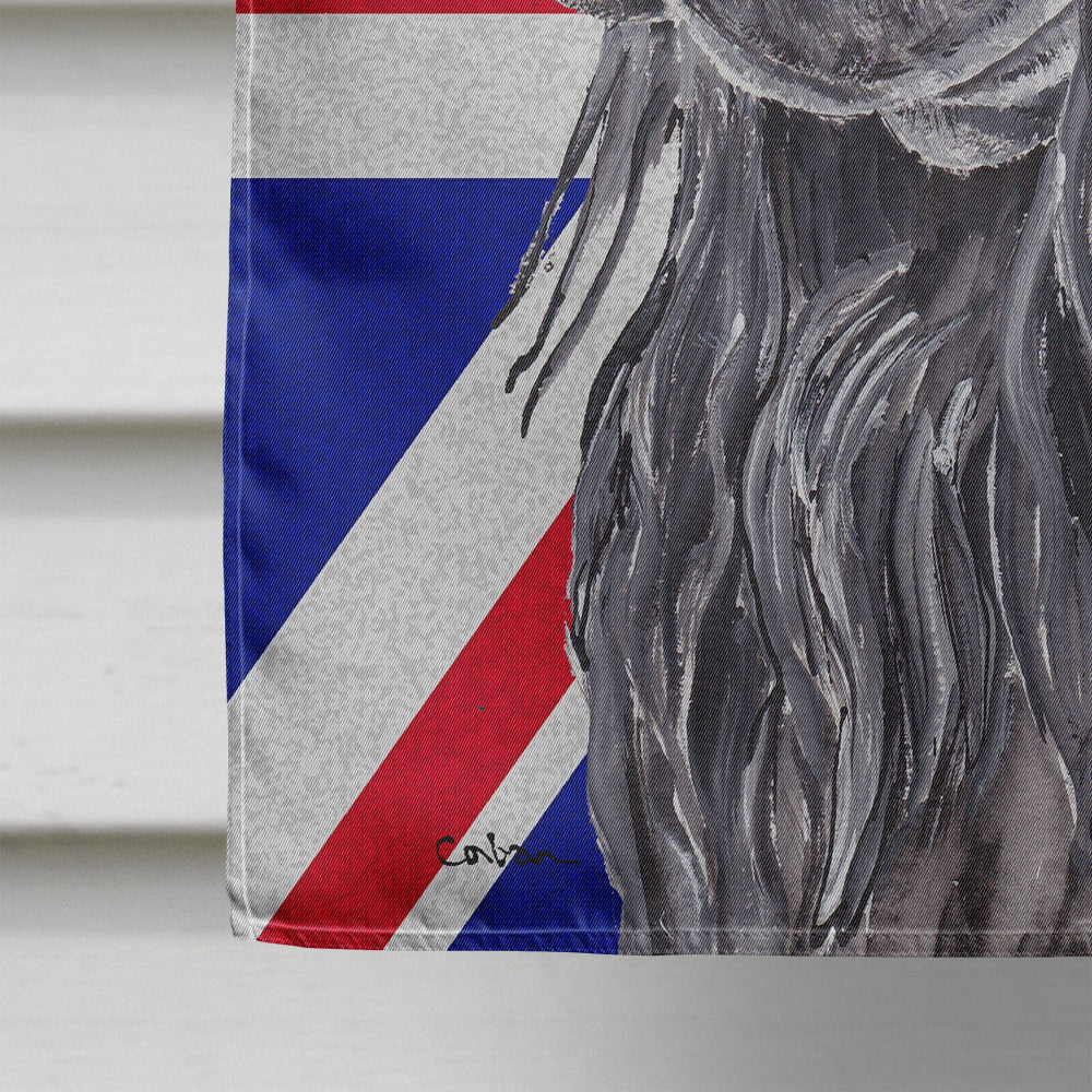 Black Cocker Spaniel with English Union Jack British Flag House Flag 28x40 Porch Sleeve Pole Decorative Outside Yard Banner Artwork Wall Hanging, Polyester