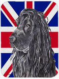 Black Cocker Spaniel with English Union Jack British Flag Cutting Board Tempered Glass Kitchen Cutting Surface, Heat Resistant Chopping, Non-Slip Feet, Food Prep & Serving
