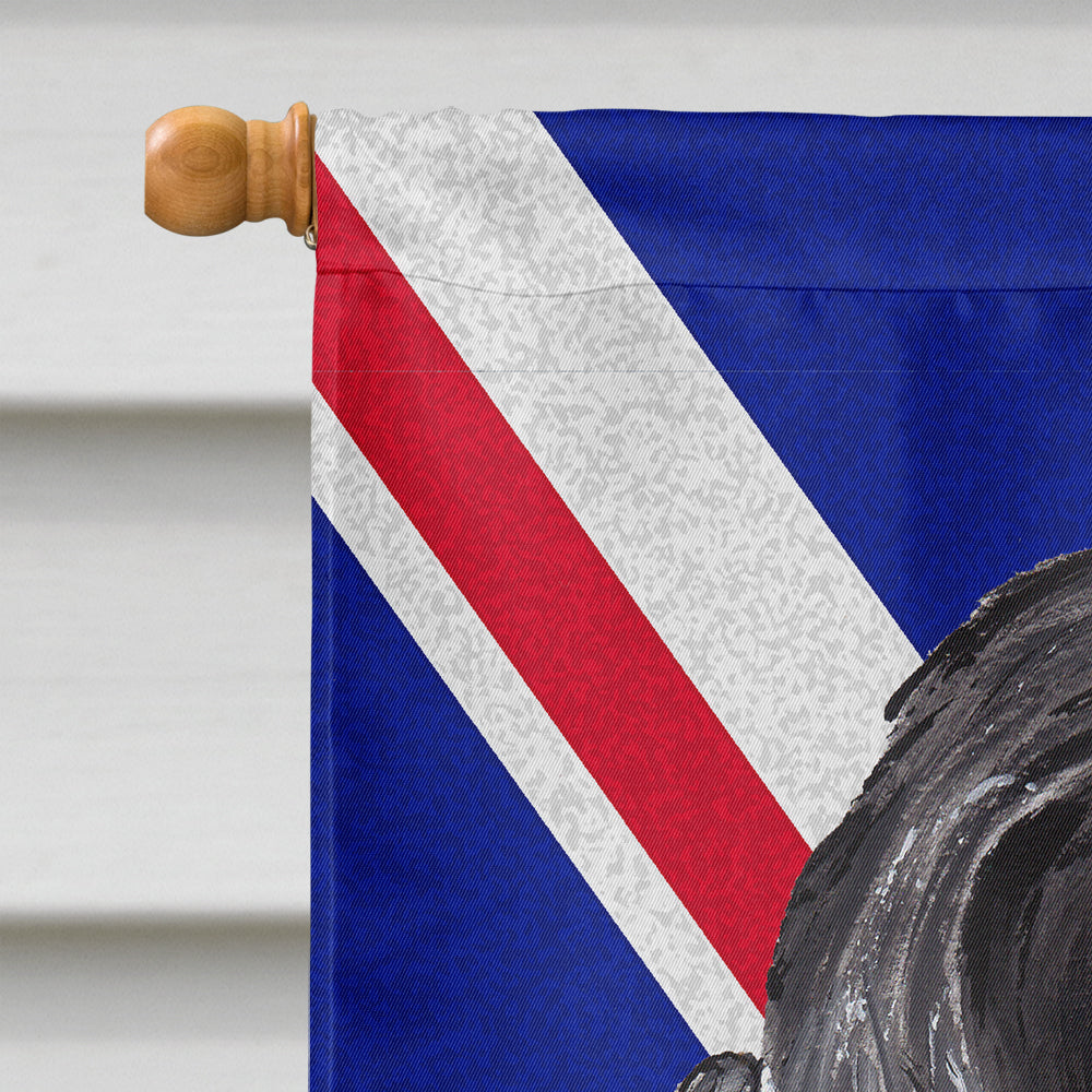 Black Cocker Spaniel with English Union Jack British Flag House Flag 28x40 Porch Sleeve Pole Decorative Outside Yard Banner Artwork Wall Hanging, Polyester
