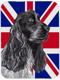 Black Cocker Spaniel with English Union Jack British Flag Cutting Board Tempered Glass Kitchen Cutting Surface, Heat Resistant Chopping, Non-Slip Feet, Food Prep & Serving