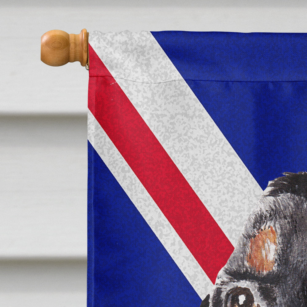 Black and Tan Coonhound with English Union Jack British Flag House Flag 28x40 Porch Sleeve Pole Decorative Outside Yard Banner Artwork Wall Hanging, Polyester