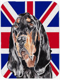 Black and Tan Coonhound with English Union Jack British Flag Cutting Board Tempered Glass Kitchen Cutting Surface, Heat Resistant Chopping, Non-Slip Feet, Food Prep & Serving
