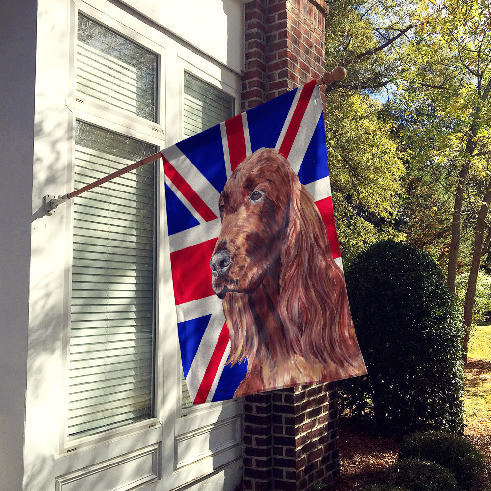 Irish Setter with English Union Jack British Flag House Flag 28x40 Porch Sleeve Pole Decorative Outside Yard Banner Artwork Wall Hanging, Polyester