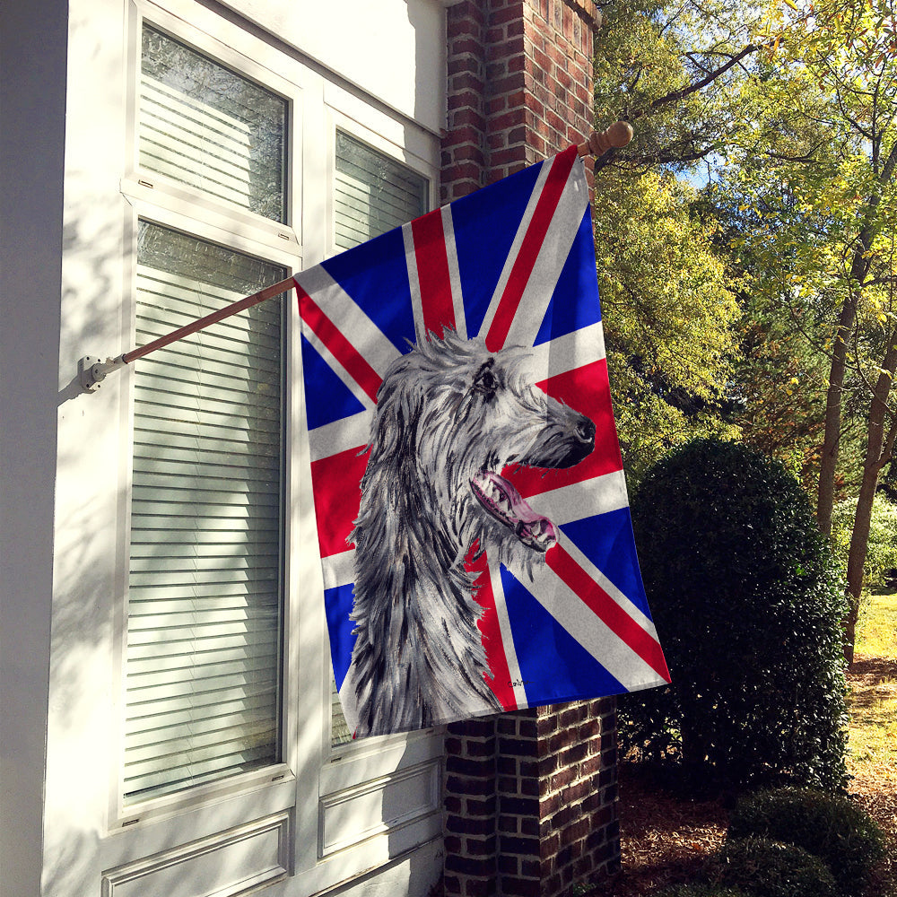 Scottish Deerhound with English Union Jack British Flag House Flag 28x40 Porch Sleeve Pole Decorative Outside Yard Banner Artwork Wall Hanging, Polyester