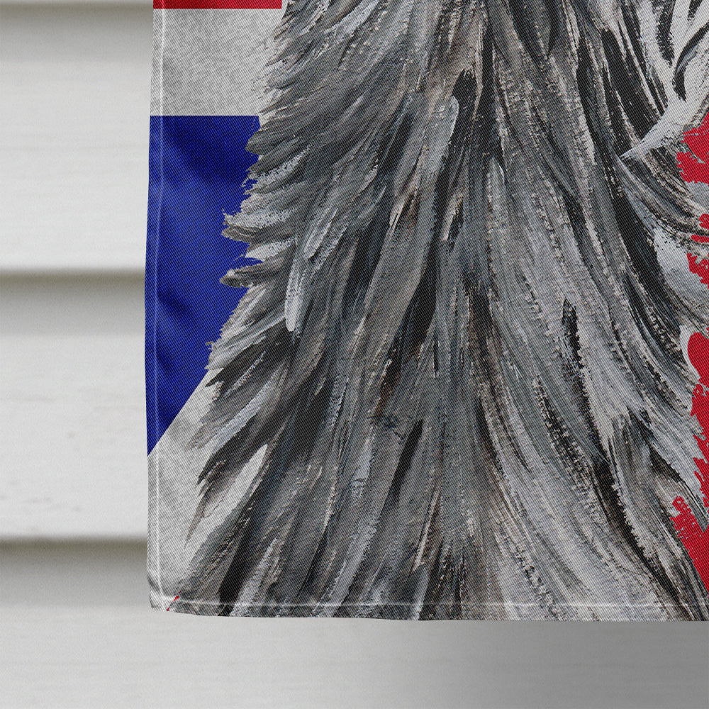 Scottish Deerhound with English Union Jack British Flag House Flag 28x40 Porch Sleeve Pole Decorative Outside Yard Banner Artwork Wall Hanging, Polyester