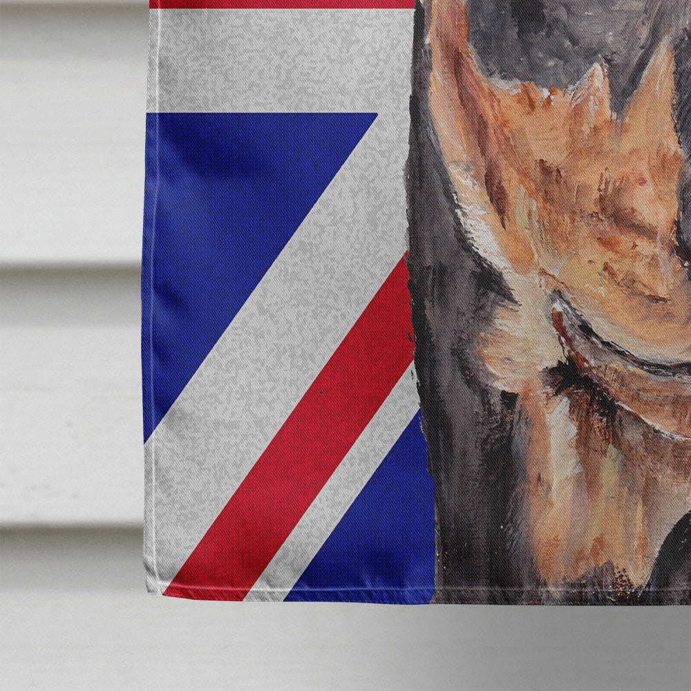 German Pinscher with English Union Jack British Flag House Flag 28x40 Porch Sleeve Pole Decorative Outside Yard Banner Artwork Wall Hanging, Polyester