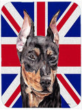 German Pinscher with English Union Jack British Flag Cutting Board Tempered Glass Kitchen Cutting Surface, Heat Resistant Chopping, Non-Slip Feet, Food Prep & Serving