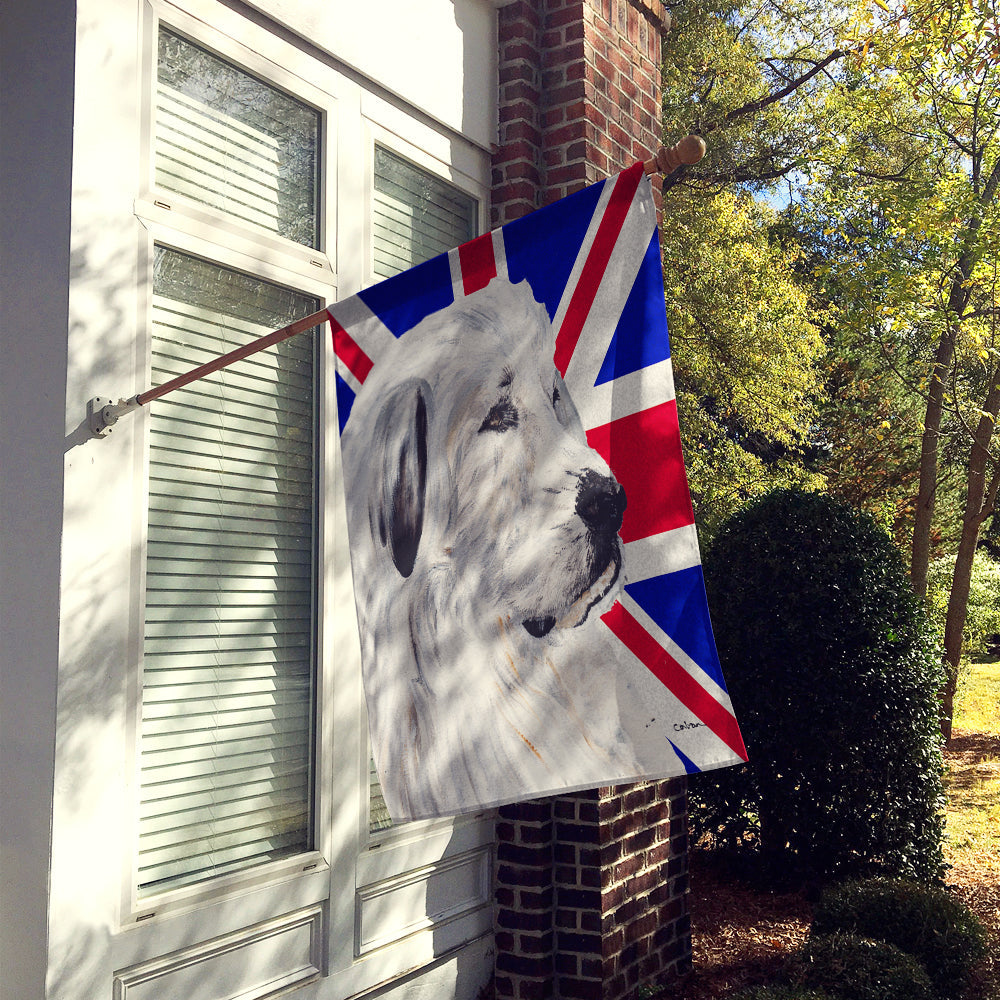 Great Pyrenees with English Union Jack British Flag House Flag 28x40 Porch Sleeve Pole Decorative Outside Yard Banner Artwork Wall Hanging, Polyester