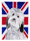 Havanese with English Union Jack British Flag House Flag 28x40 Porch Sleeve Pole Decorative Outside Yard Banner Artwork Wall Hanging, Polyester
