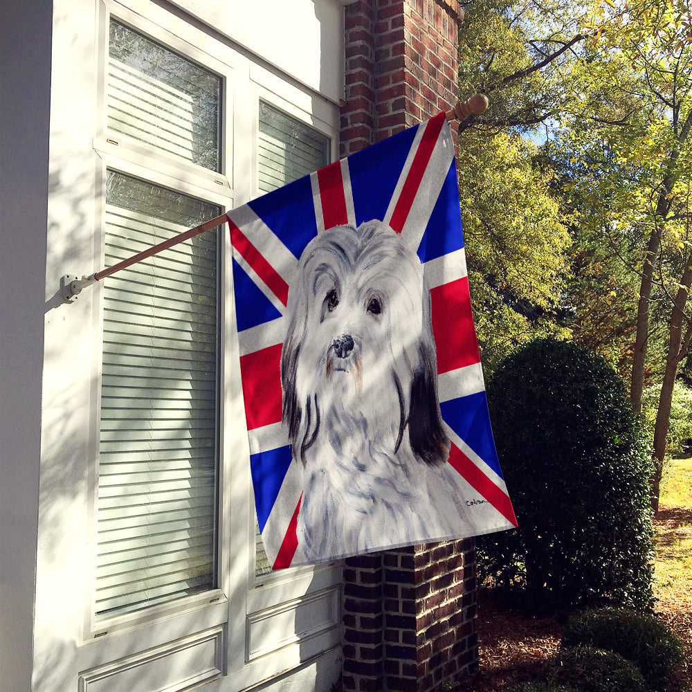 Havanese with English Union Jack British Flag House Flag 28x40 Porch Sleeve Pole Decorative Outside Yard Banner Artwork Wall Hanging, Polyester