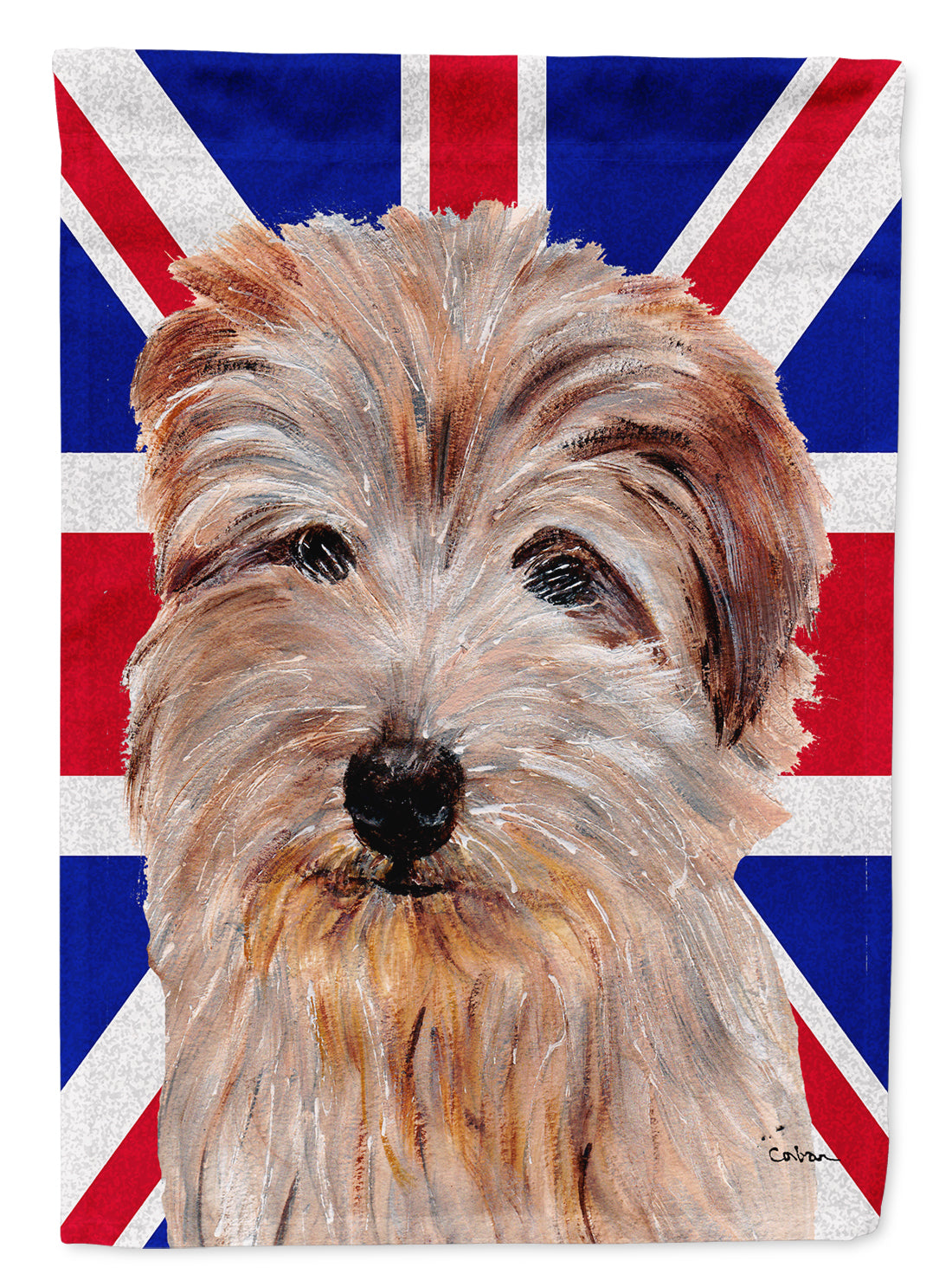 Norfolk Terrier with English Union Jack British Flag House Flag 28x40 Porch Sleeve Pole Decorative Outside Yard Banner Artwork Wall Hanging, Polyester