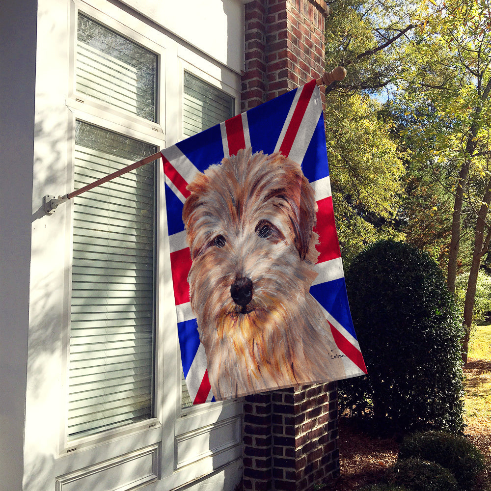 Norfolk Terrier with English Union Jack British Flag House Flag 28x40 Porch Sleeve Pole Decorative Outside Yard Banner Artwork Wall Hanging, Polyester