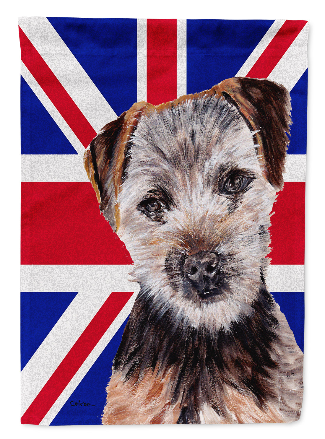 Norfolk Terrier Puppy with English Union Jack British Flag House Flag 28x40 Porch Sleeve Pole Decorative Outside Yard Banner Artwork Wall Hanging, Polyester